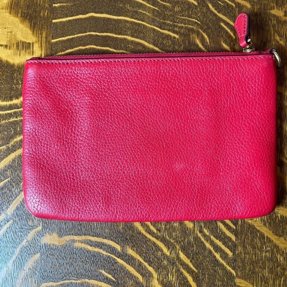 Coach Red Pebbled Leather Wristlet